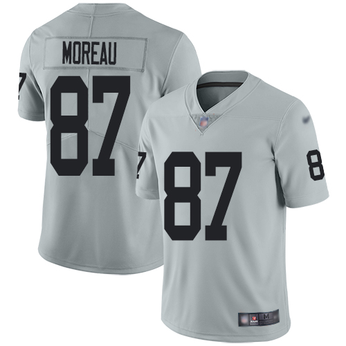 Men Oakland Raiders Limited Silver Foster Moreau Jersey NFL Football #87 Inverted Legend Jersey